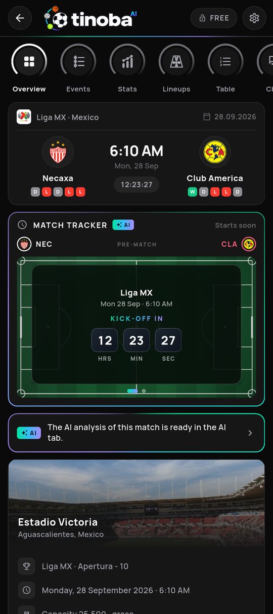 Tinoba live match tracker